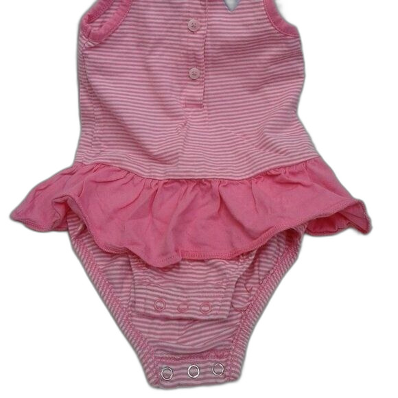 Carter's Toddler Romper Sundress Ruffled Pink White Stripes Blue Heart Size 18Mo - Picture 2 of 6